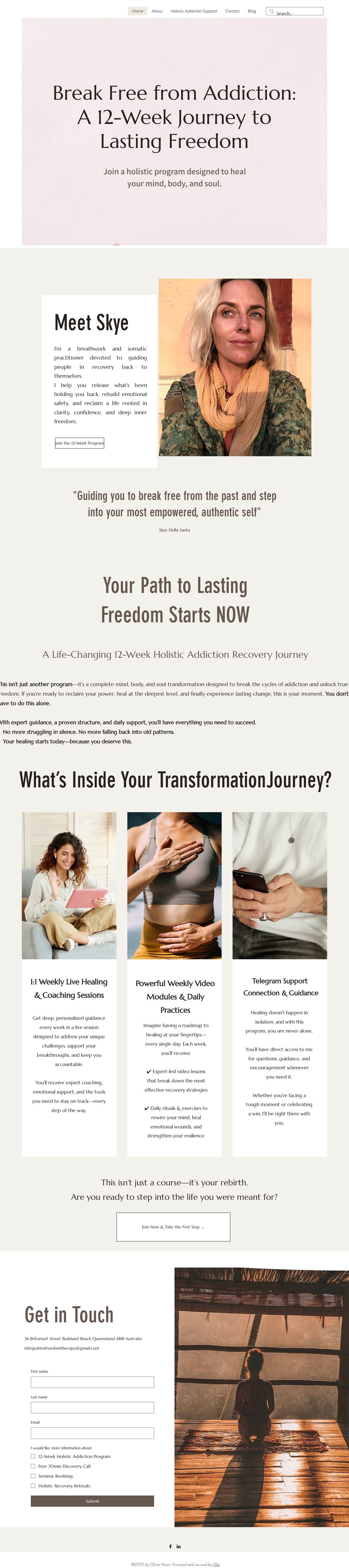Full screenshot of the live wellness page before the rebuild