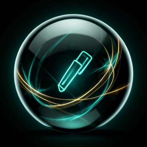 Glowing orb of a pen writing an article