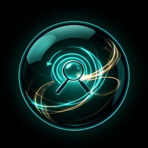 Glowing orb of a search signal being found online