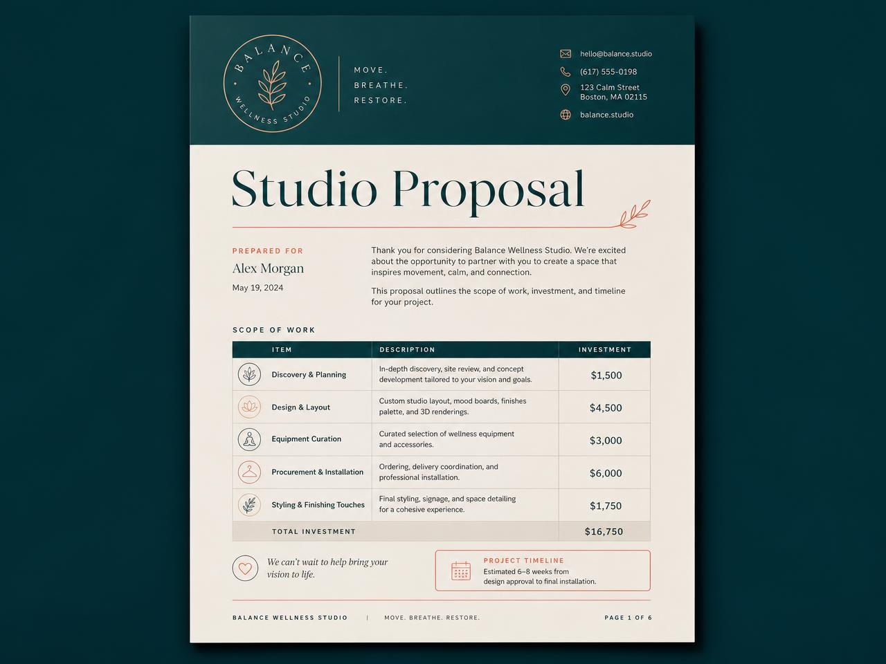 A proposal, ready to send — created on brand inside Alive24