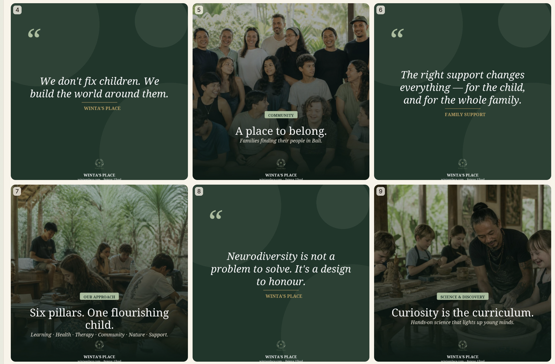 More of the Winta’s Place social content batch created inside Alive24
