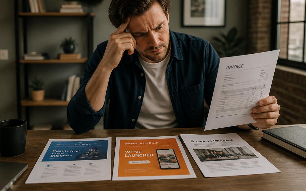 A business owner working late on a single blog article without an ai article writer
