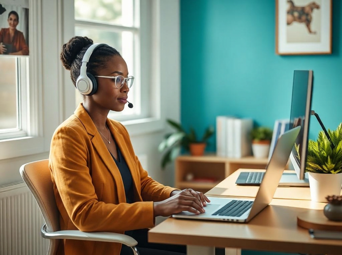 Independent recruiter interviewing a candidate on a video call