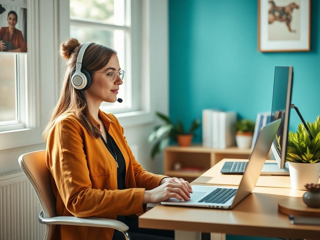 Independent recruiter interviewing a candidate on a video call