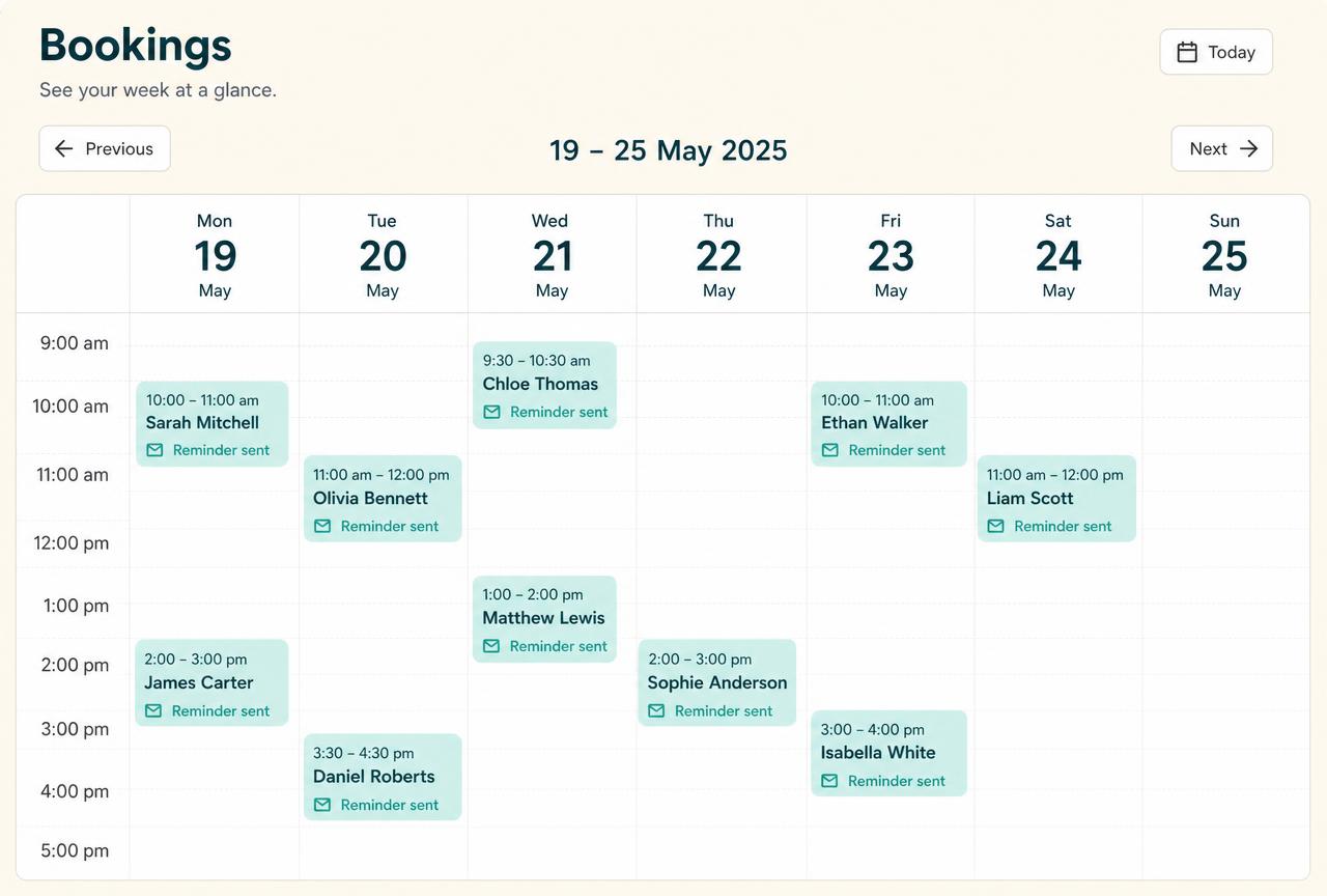 Jobs and sessions booked straight into your week