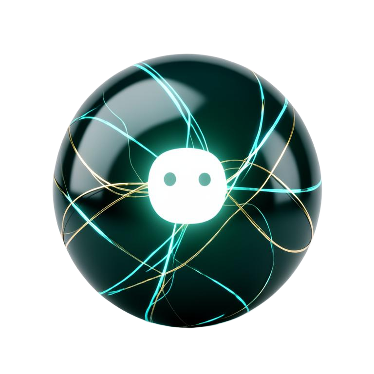 AI answer content — glowing search orb