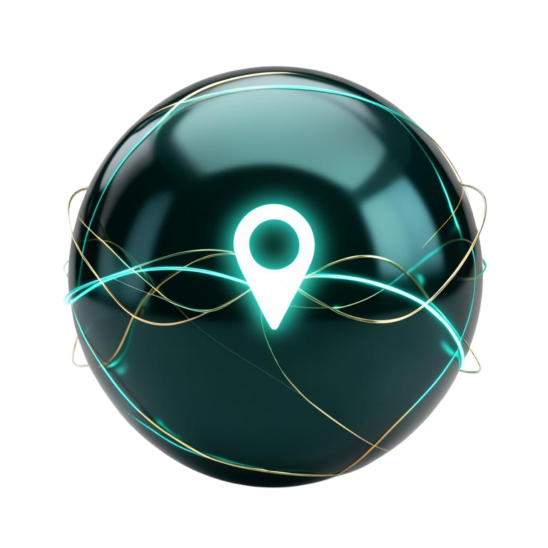 Location pages — glowing search orb