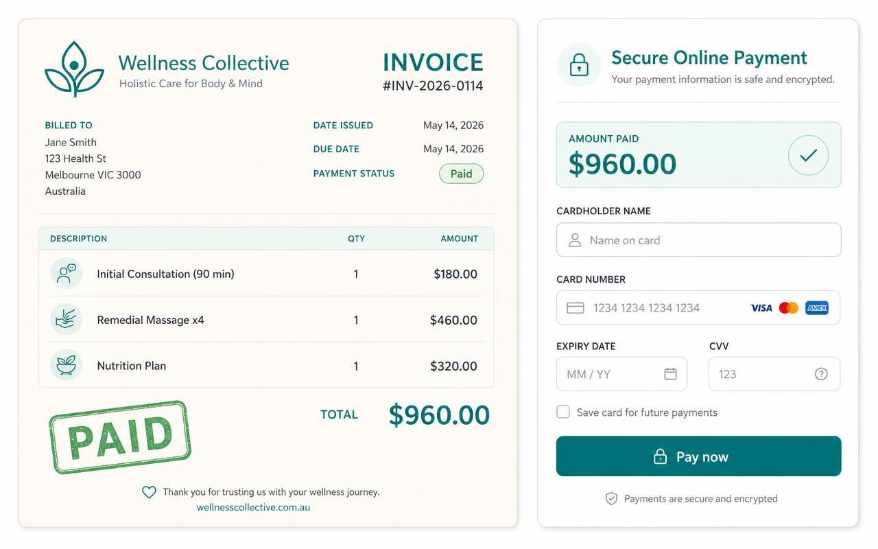 Invoice with online payment